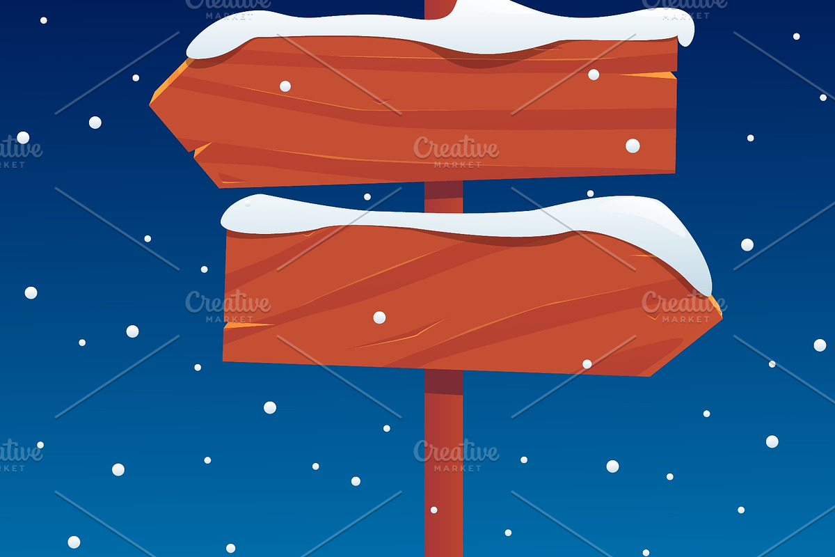 Wooden signpost in snow covered, a Texture Illustration by Vectorbuum (Photo 2 of 3)