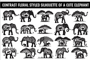 Silhouette of a Cute Elephant vector, an Illustration by Amazin_art (Thumbnail 1 of 21)