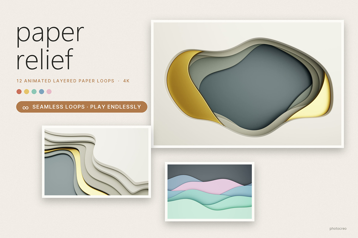 Paper Relief - 12 4K Loops, a Background Graphic by Photocreo Michal Bednarek (Photo 1 of 7)