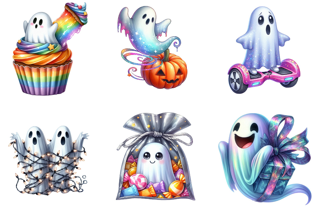 Funny Halloween Ghost Iridescent, an Illustration by DreamArtGraphic (Photo 3 of 6)
