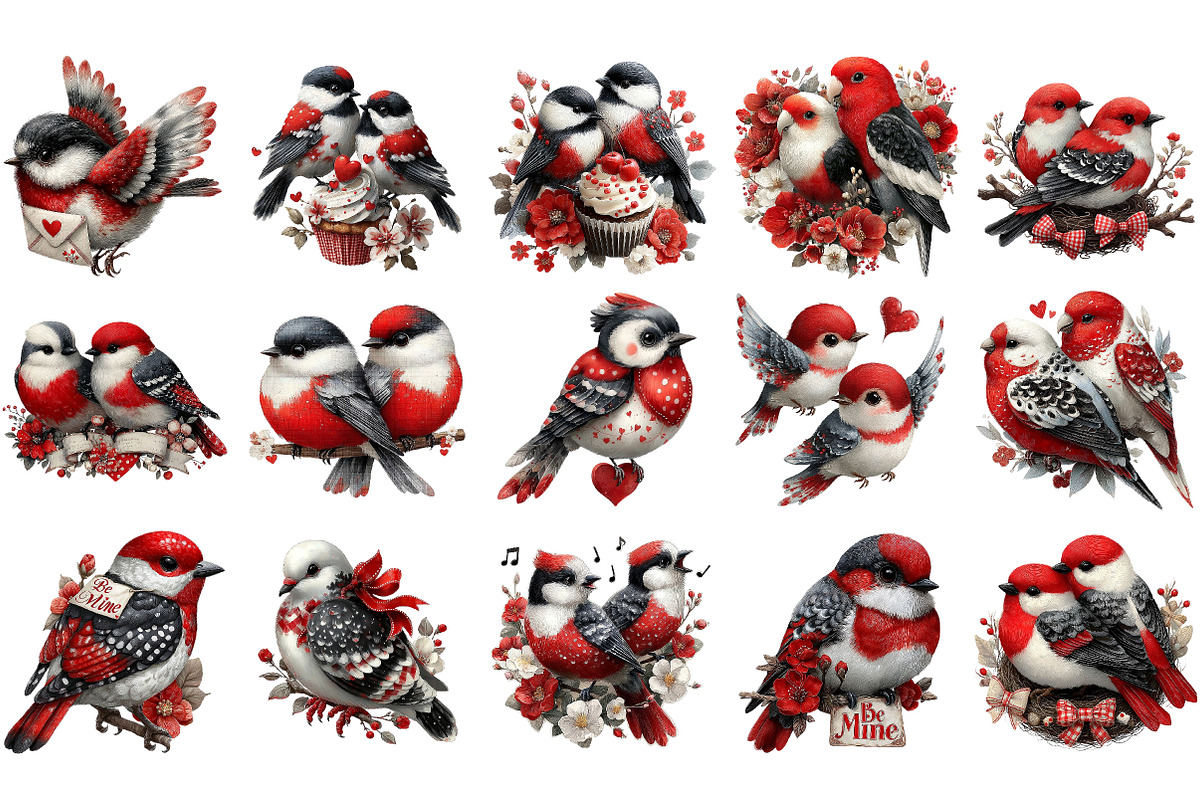 Valentine Birds Clipart, an Illustration by DreamArtGraphic (Photo 3 of 4)