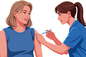 Nurse administering a vaccine to the, a Health & Medical Photo by angellodeco
