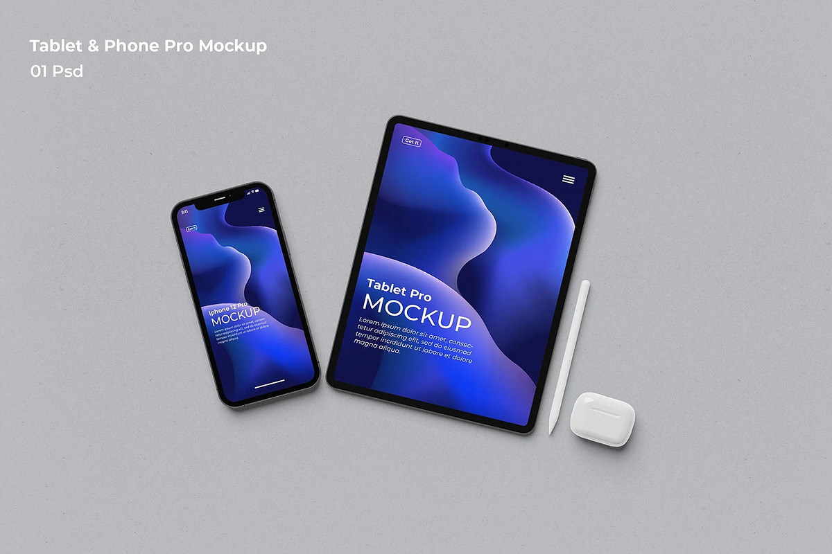 Tablet & Phone Pro Mockup, an iPad Mockup by Se٧enStudio (Photo 1 of 2)
