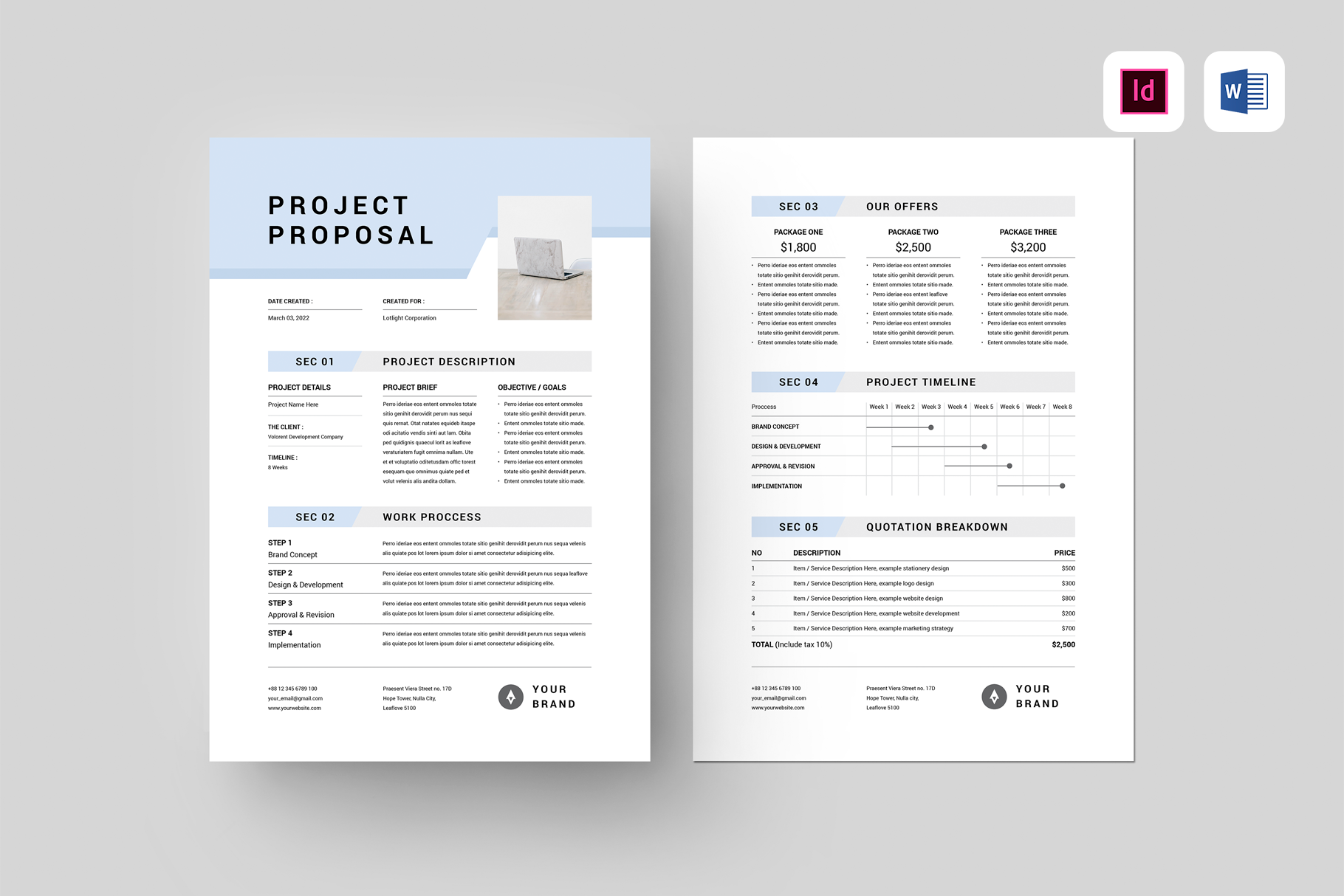 Proposal | MS Word & Indesign, a Stationery Template by Leaflove