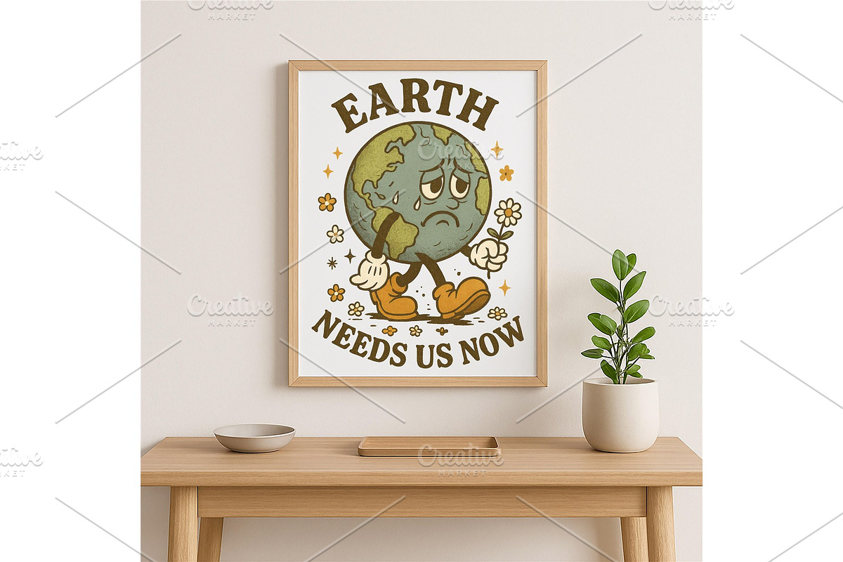 Earth Needs Us Now Wall Art Vintage, a Background Graphic by LaseredNinja (Photo 3 of 7)