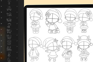 160 Procreate Christmas Stamps