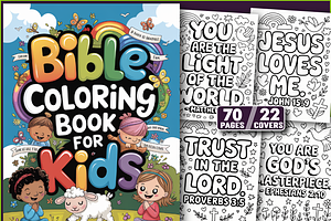 70 Pages Bible Coloring Book for Kid, an Education Illustration by Ink Gallery