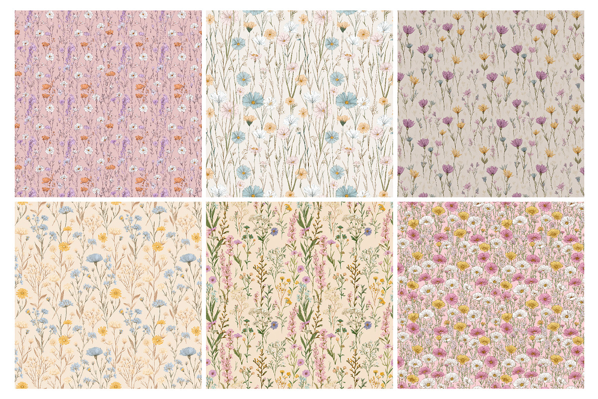 Pastel Wildflower Digital Paper, an Illustration by Daily.Designs (Photo 6 of 6)