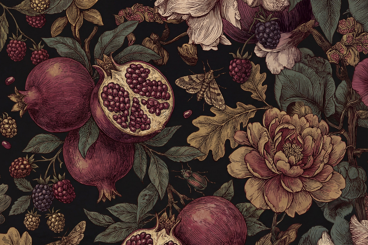 Vintage Moody Botanical Pattern, a Decorative Illustration by Virgo Studio