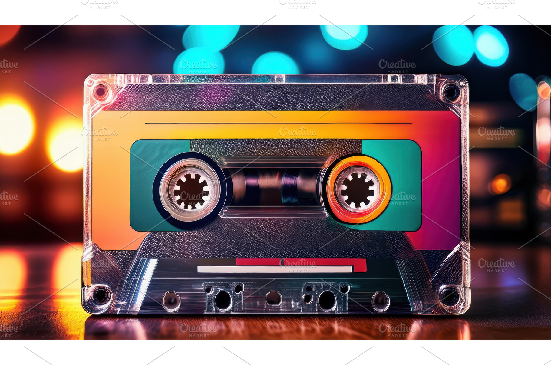 A glowing cassette with vibrant neon, an Abstract Photo by Igor Tichonow