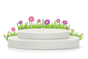 Floral 3D podium. Spring garden, an Illustration by winwin.art