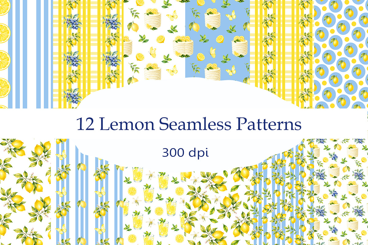 Lemon Seamless Pattern Collection, a Pattern Graphic by YuliTeh_art (Photo 1 of 4)