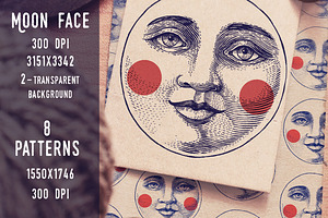 Moon Face Patterns vector