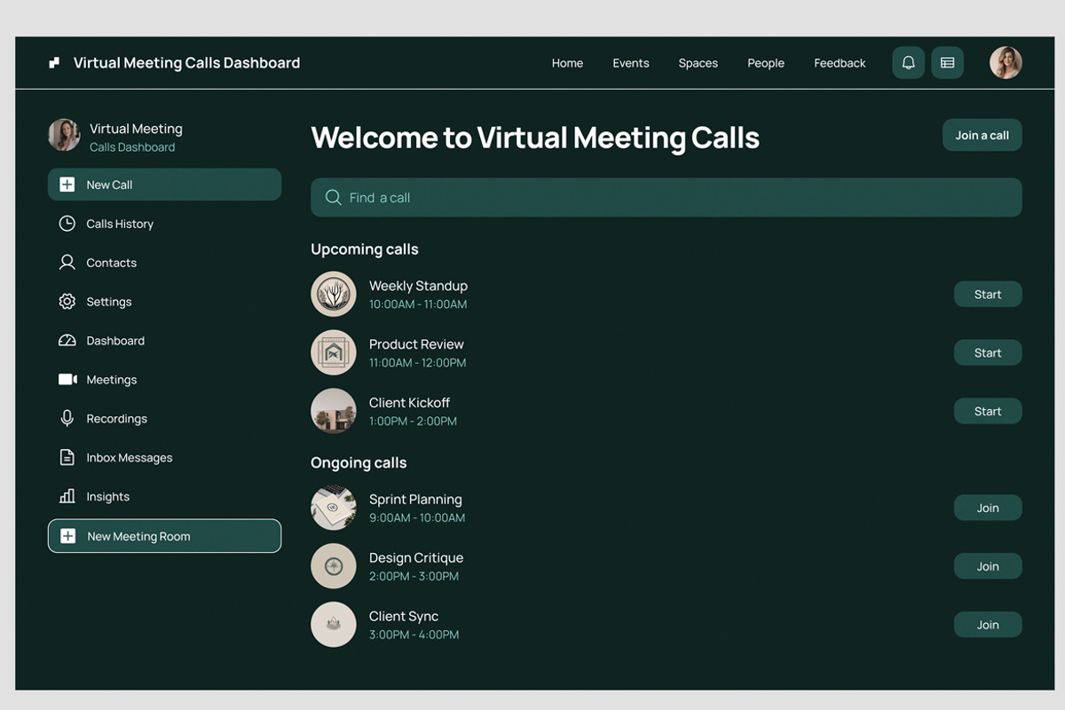 Black Virtual Meeting Calls App, an App Template by nagaredesignstudio (Photo 4 of 5)