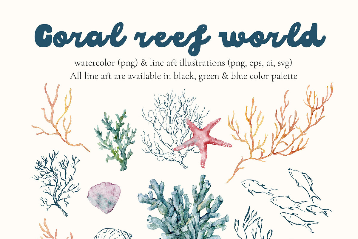 Ocean watercolor background animals, a Background Graphic by Yuliya Derbisheva (Photo 9 of 15)