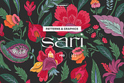 Sari Chintz Asian Ethnic Pattern, a Pattern Graphic by likorbut (Thumbnail 1 of 11)