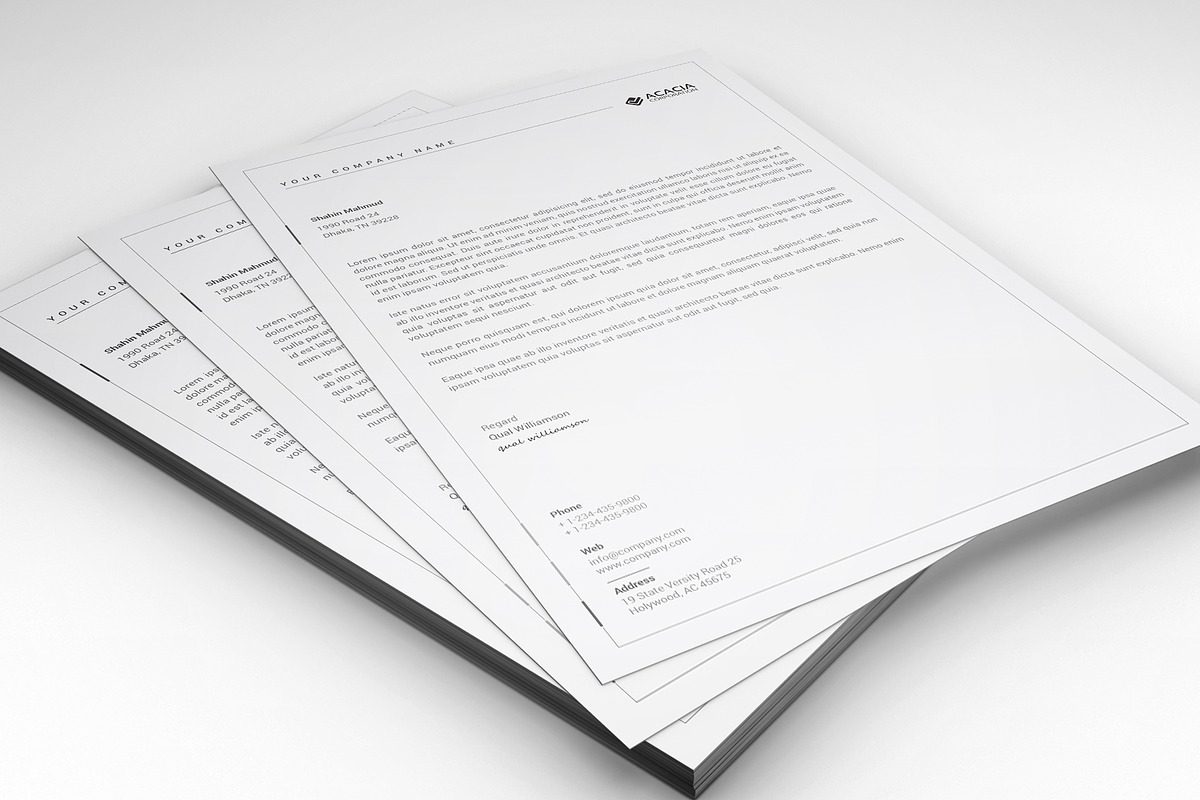 Clean Letterhead, a Stationery Template by DesignGhar (Photo 1 of 5)