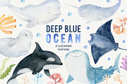 Ocean & Under the sea animal clipart, an Animal Illustration by Watercolor Nastasia Art (Thumbnail 1 of 10)