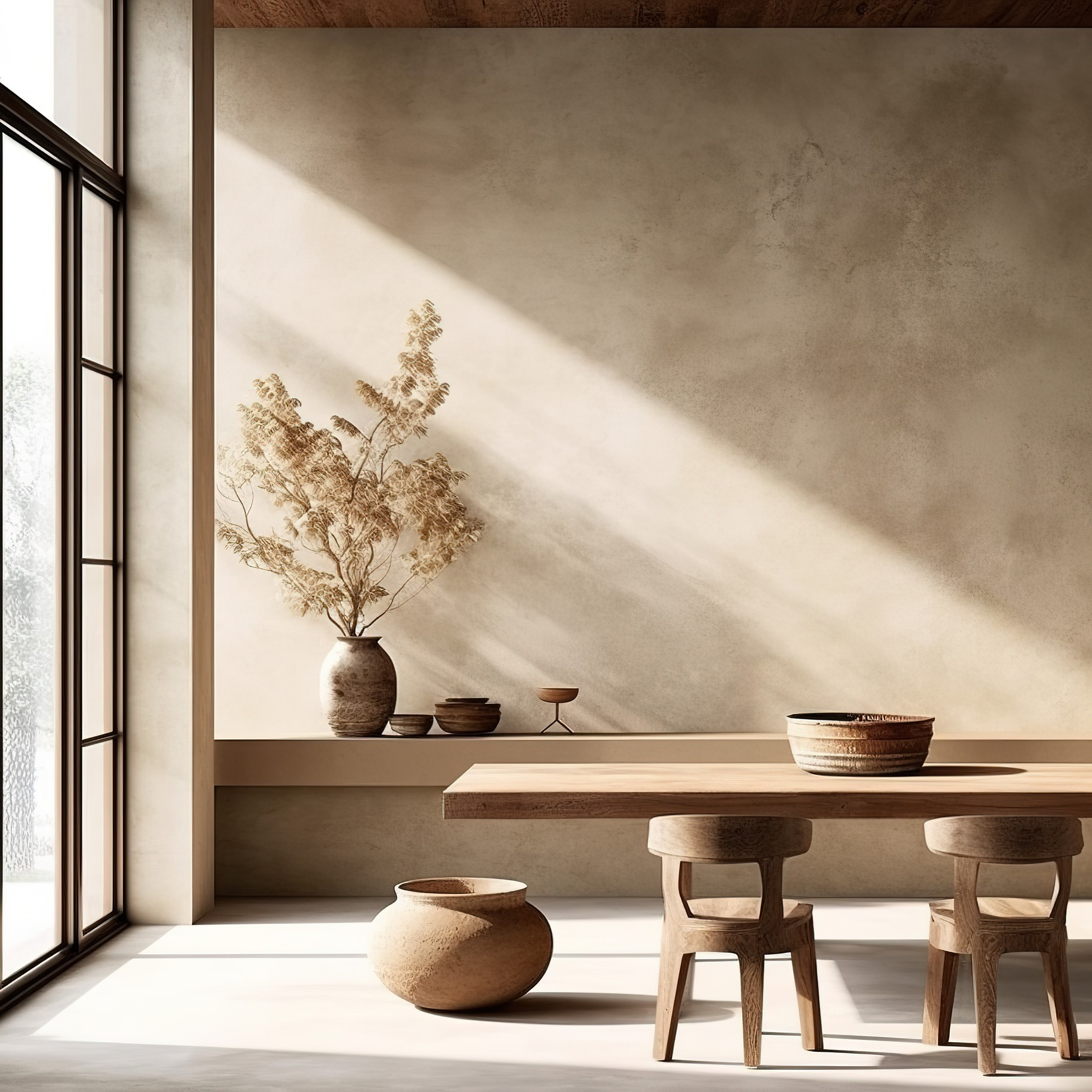 wabi sabi minimalist interior design, an Architecture Photo by Virgo Studio