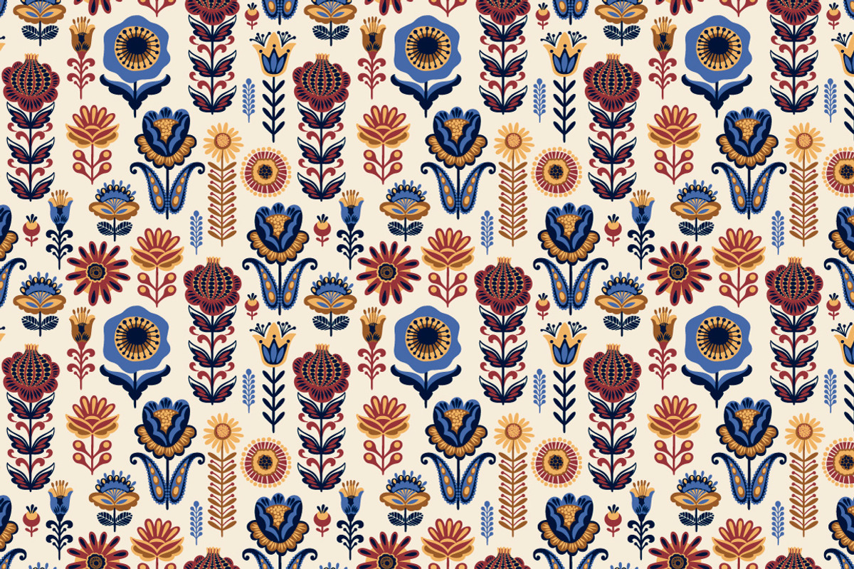 6 Folk seamless patterns., a Pattern Graphic by Nadia Grapes