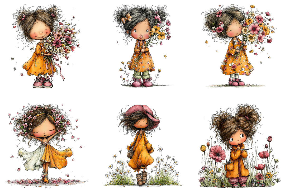 Whimsical Girl & Flower Spring PNG, an Illustration by CraftArtStudio (Photo 4 of 6)