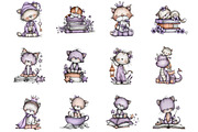 Cute Kitten StoryBook Clipart Design, a Seasonal Illustration by Designking (Thumbnail 2 of 5)