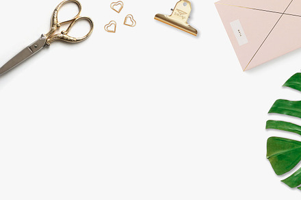 gold & pink styled flat lay photo