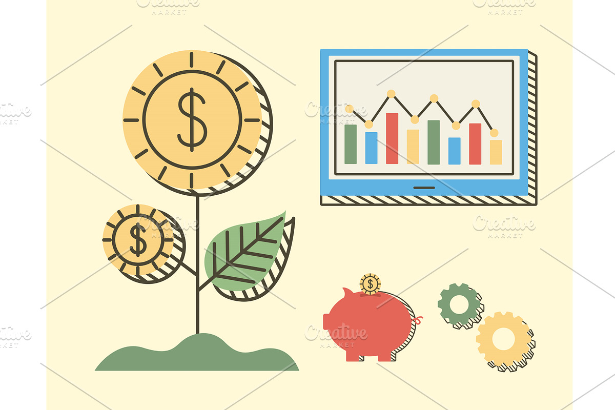 financial economy four icons, a Finance Illustration by studiogstock
