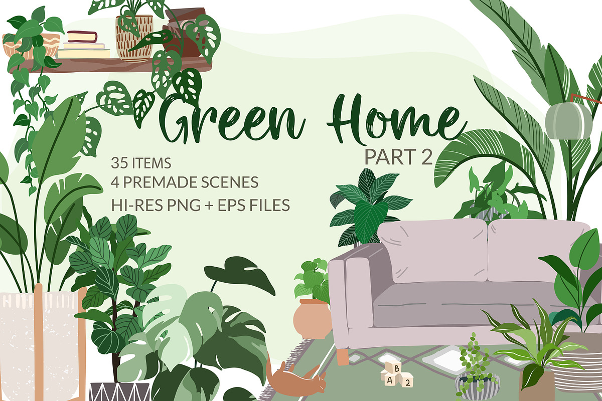 Indoor Plants, Vector Collection 2, an Object Graphic by JSolomatina (Photo 1 of 6)