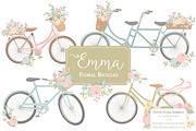 Pastel Floral Bicycle Vectors, an Illustration by Amanda Ilkov (Thumbnail 1 of 5)