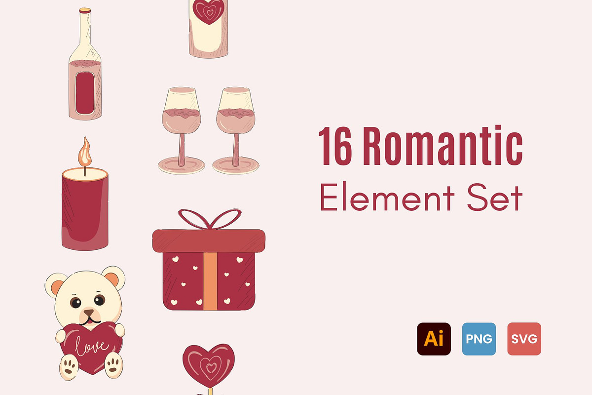 Romantic Element Illustration, an Illustration by GravitaSign (Photo 1 of 2)