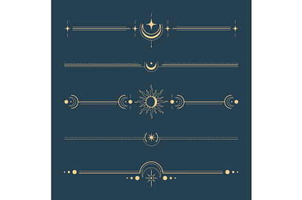 Golden celestial dividers with moon, an Object Illustration by art PVP - market
