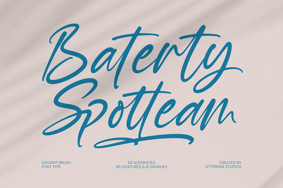 Baterty Spotteam Elegant Brush Font, a Script Font by Letterena Studios Script (Photo 1 of 20)