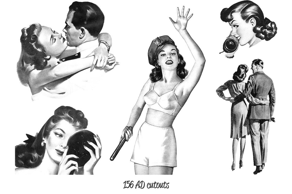 50s ADS Templates + Collage Cutouts, a Background Graphic by Pulpixel Design (Photo 6 of 15)