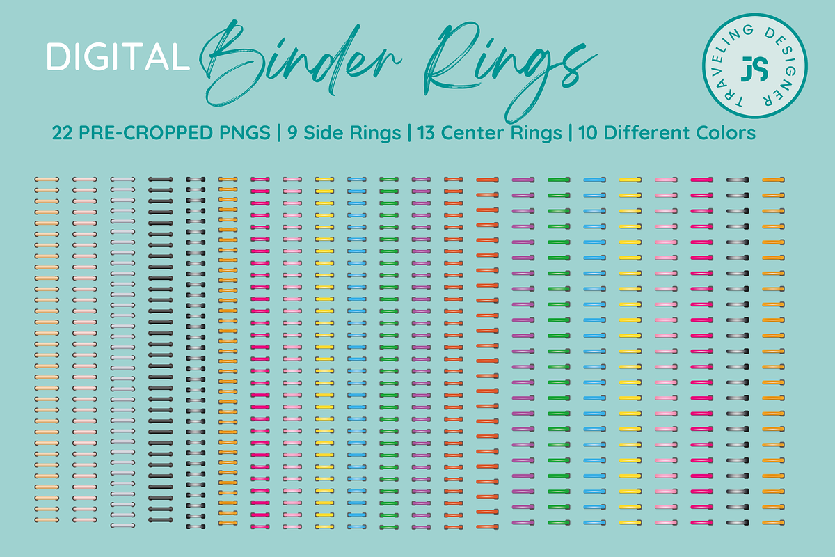 22 DIGITAL PLANNER BINDER RINGS, an Object Graphic by Traveling Designer (Photo 1 of 3)