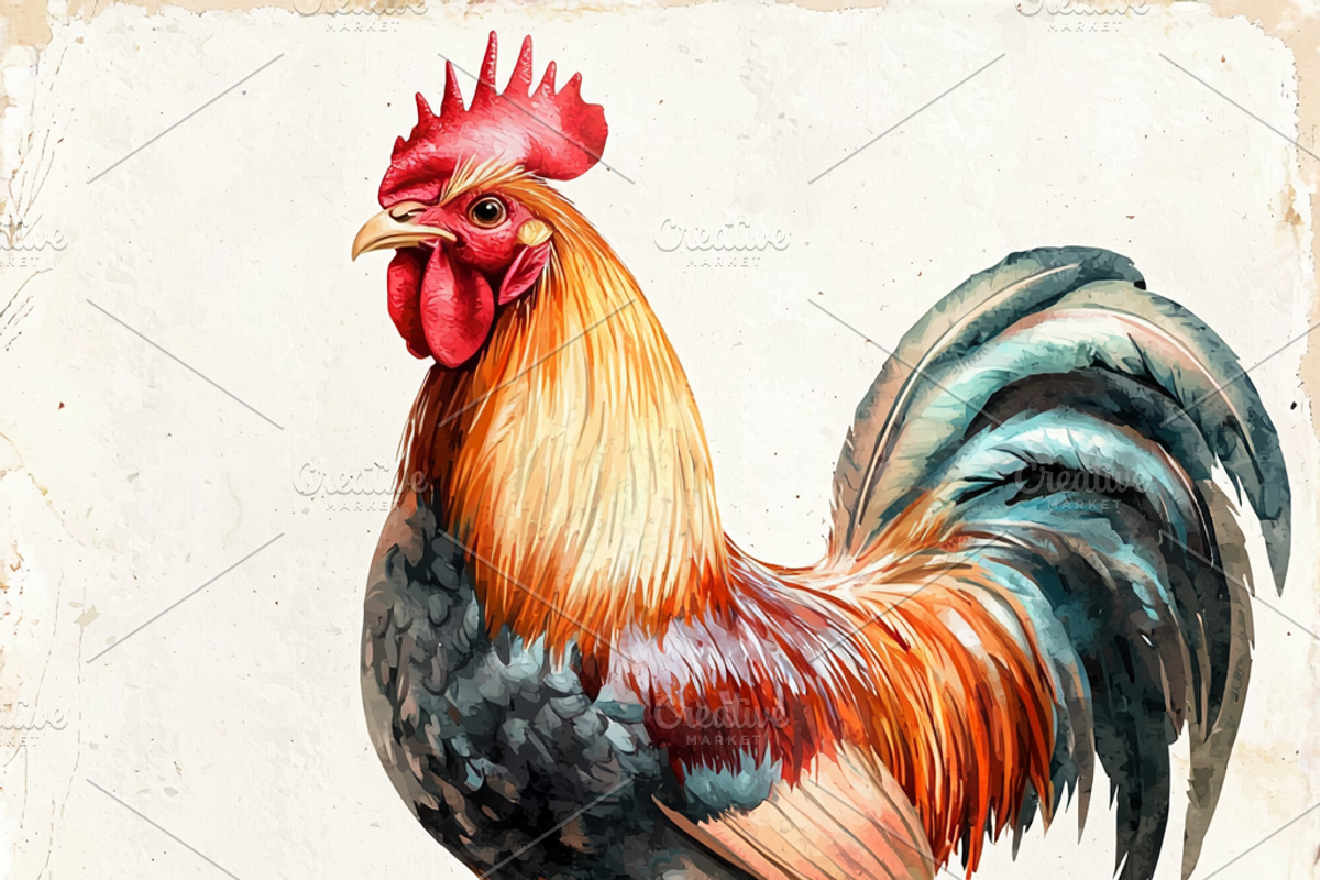 48 Watercolor Chicken Clipart, an Illustration by HubbaDigitals (Photo 8 of 8)