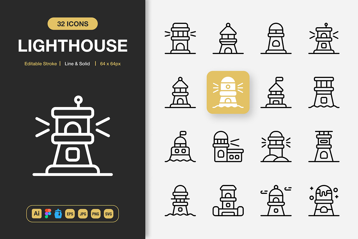 Lighthouse Icons, an Icon by Spacepixel Creative