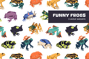 Frogs and toads seamless patterns, a Pattern Graphic by PaperTrident