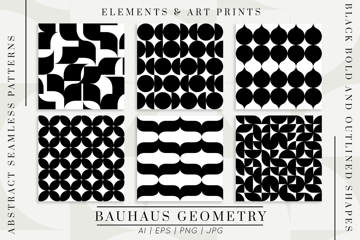 BAUHAUS GEOMETRY SEAMLESS PATTERNS, a Texture Graphic by Creativemaker (Photo 12 of 12)