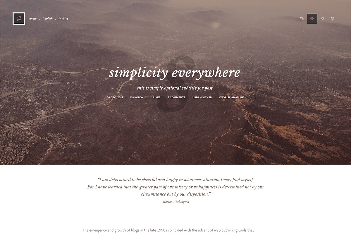 Kopy - Blogging WordPress Theme, a WordPress Template by IshYoBoy (Photo 4 of 9)