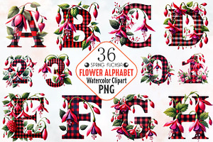 Spring Fuchsia Flower Alphabet Clipa, an Illustration by RobertsArt