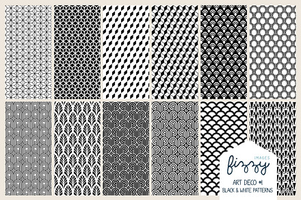 12 x EPS JPG Art Deco Black Patterns