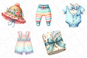 Baby Clothes Watercolor Clipart, an Illustration by DreamPrint404 (Thumbnail 2 of 6)