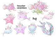 Nursery clipart Cute marine life, an Animal Illustration by Yuliya Art (Thumbnail 2 of 11)
