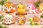 6 Kawaii Animal Keychain STL, an Object 3D Model by Layerology (Thumbnail 1 of 3)