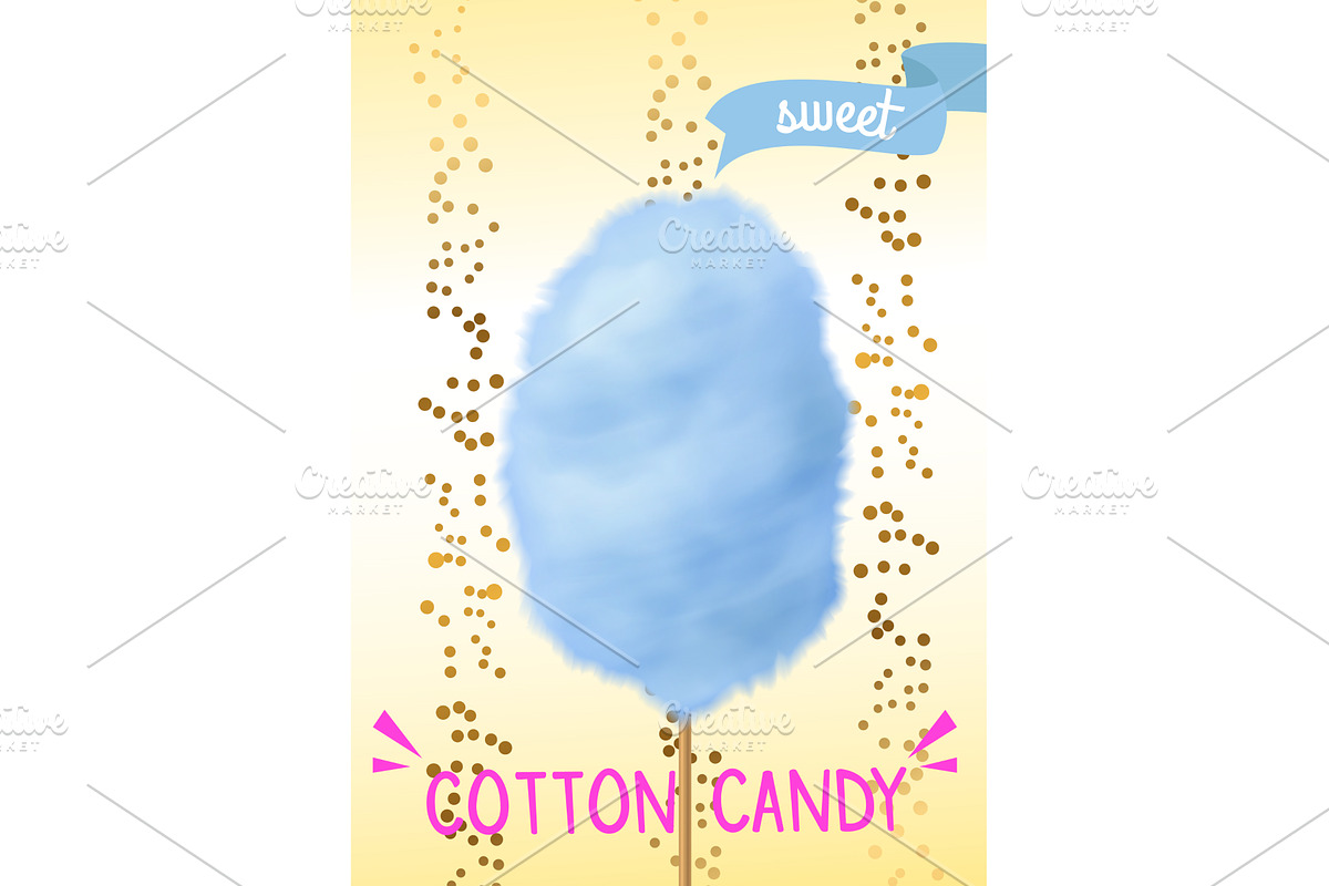 Cotton candy. Colorful sugar floss, a Food Illustration by YummyBuum