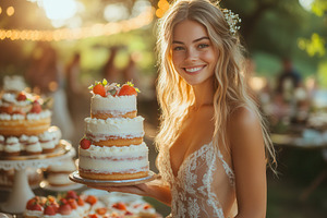 Joyful celebration with a beautiful, a Photo by Tanuart