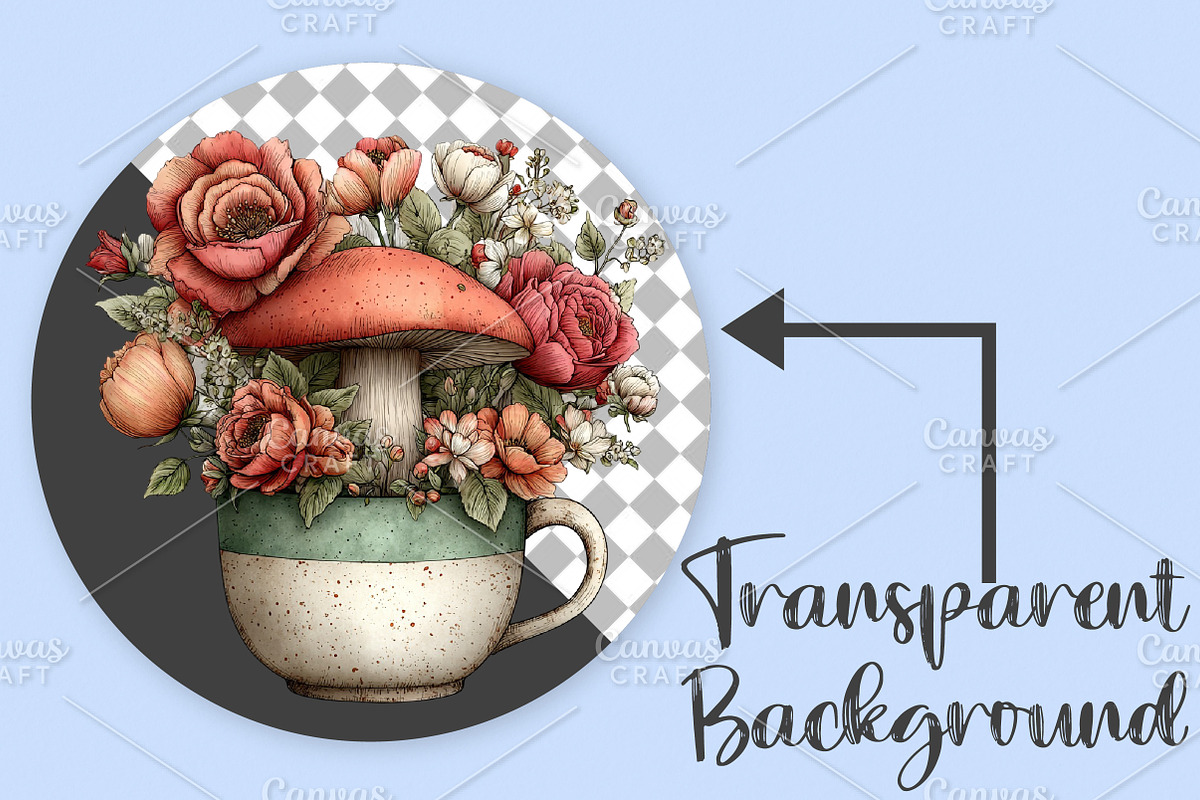 Whimsical Spring Mushroom Clipart, an Illustration by Canvas Craft (Photo 2 of 7)