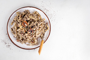 Sweet pasta, noodles with poppy seed and nuts, a Food & Drink Photo by Rimma