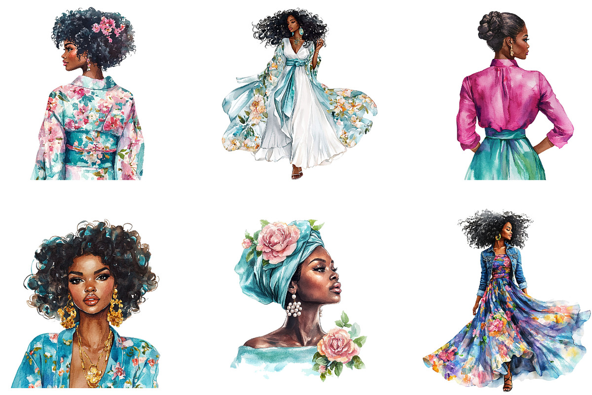 Black Girl Watercolor Sublimation, a Seasonal Illustration by Designking (Photo 5 of 5)